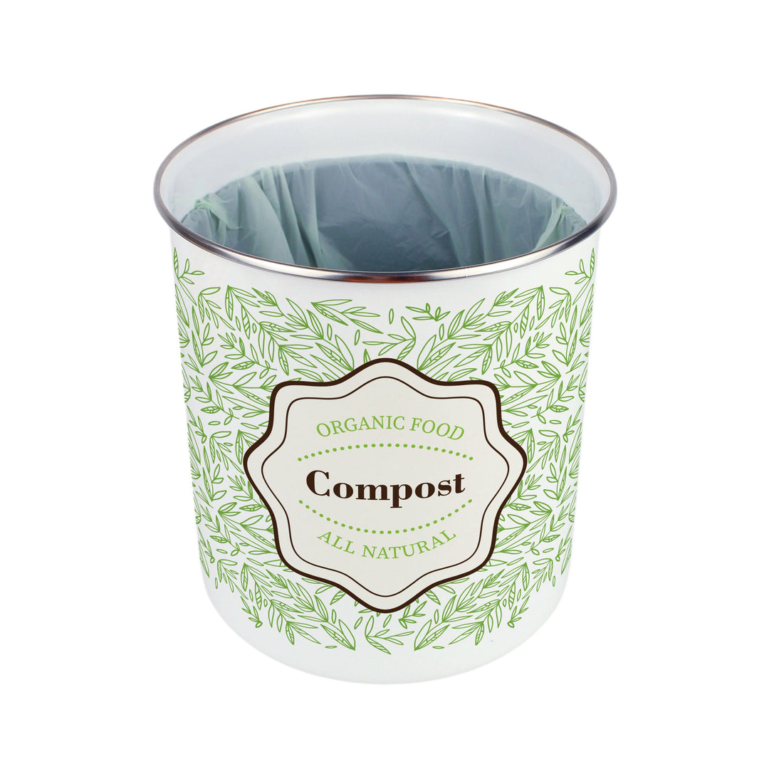 Purely Home Organic Green Leaves Toller Compost Caddy