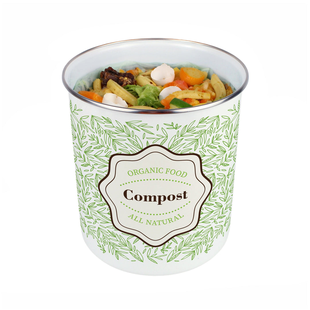 Purely Home Organic Green Leaves Toller Compost Caddy