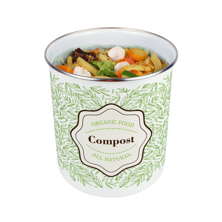 Purely Home Organic Green Leaves Toller Compost Caddy
