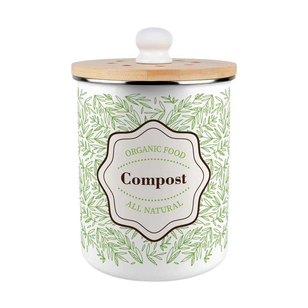 Purely Home Organic Green Leaves Toller Compost Caddy