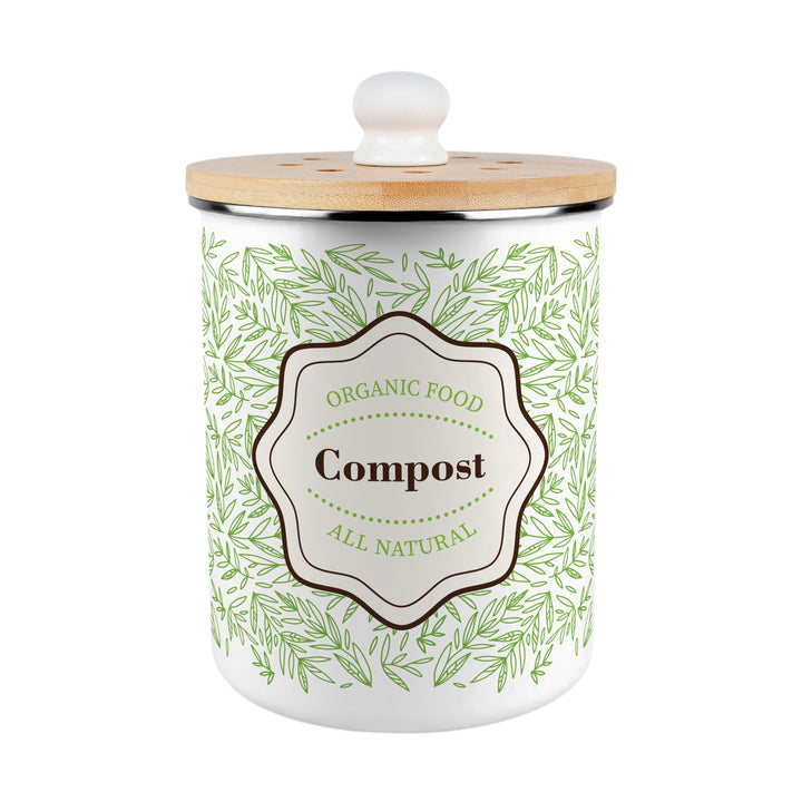 Purely Home Organic Green Leaves Toller Compost Caddy