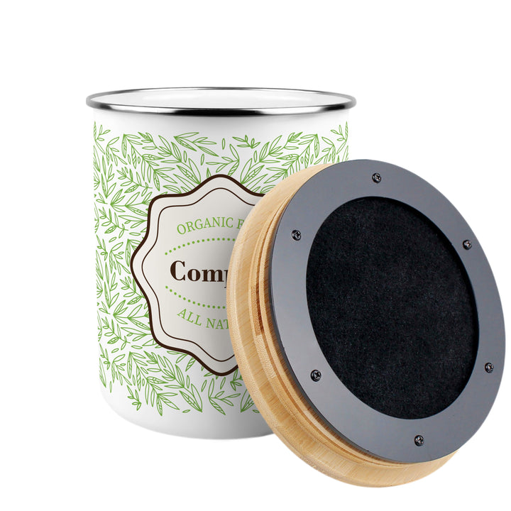 Purely Home Organic Green Leaves Toller Compost Caddy