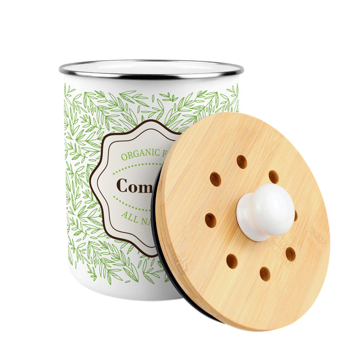 Purely Home Organic Green Leaves Toller Compost Caddy