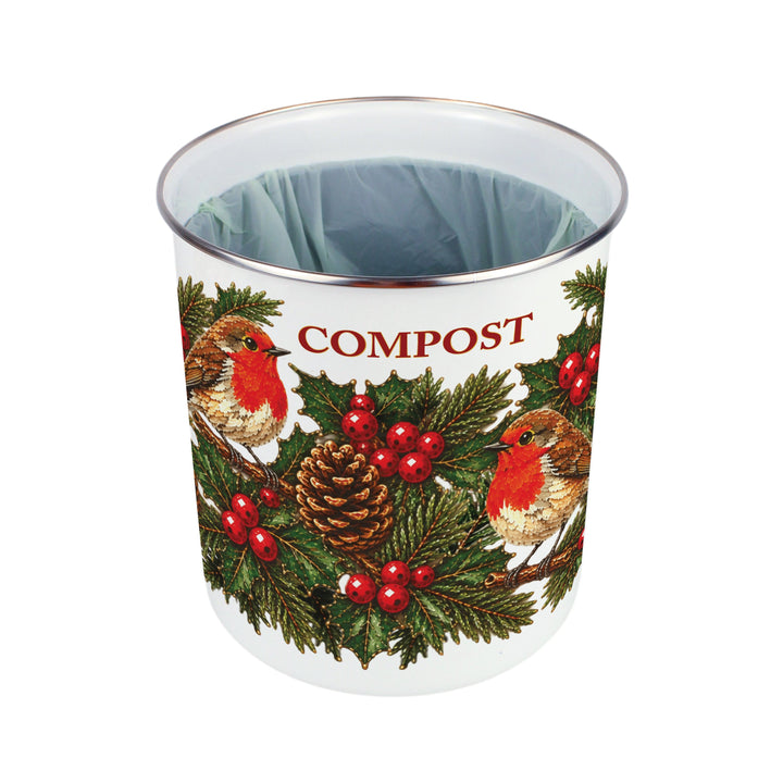Purely Home Festive Robins Toller Compost Caddy