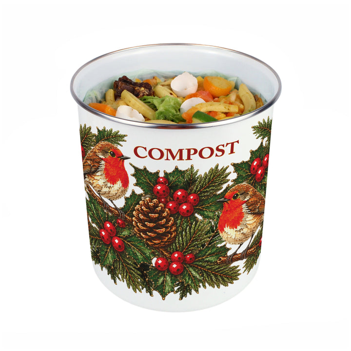 Purely Home Festive Robins Toller Compost Caddy