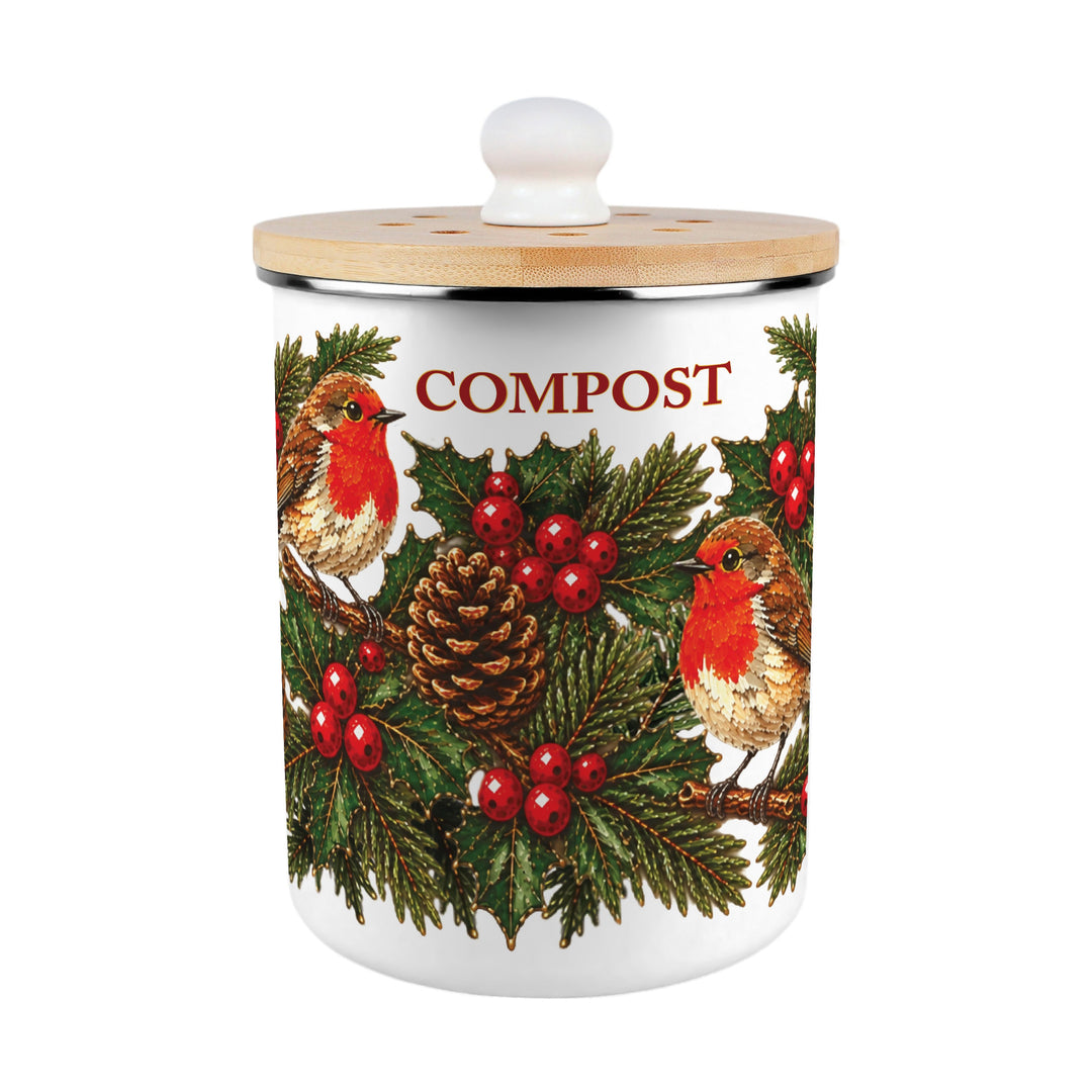 Purely Home Festive Robins Toller Compost Caddy