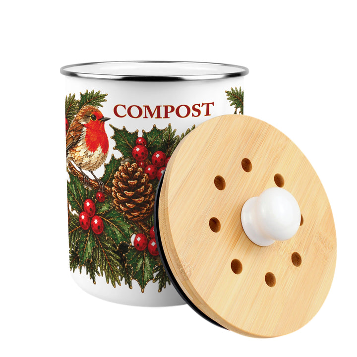 Purely Home Festive Robins Toller Compost Caddy