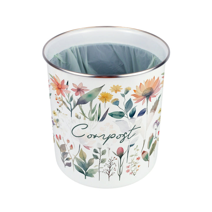 Purely Home Pastel Flowers Toller Compost Caddy