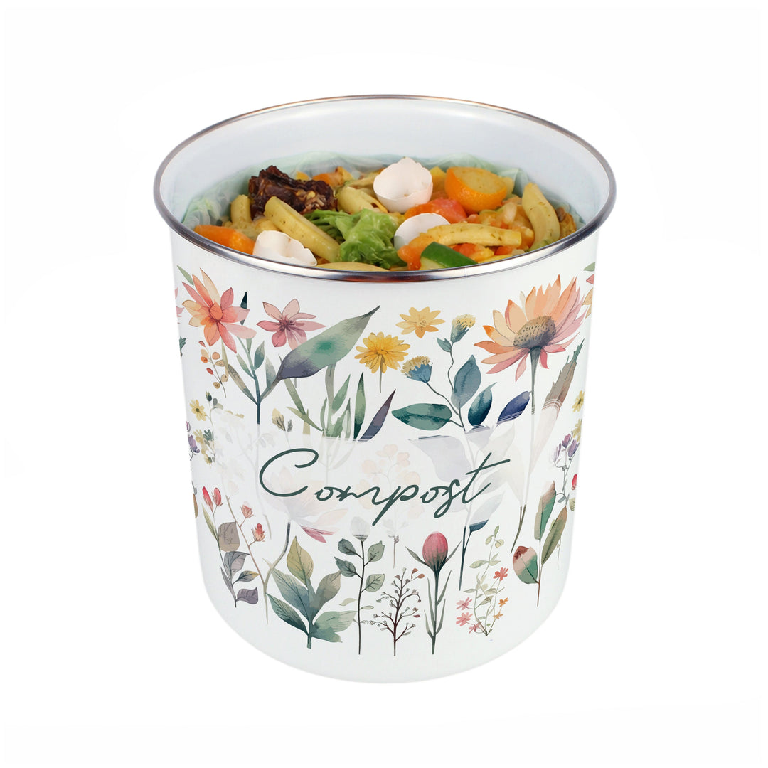 Purely Home Pastel Flowers Toller Compost Caddy