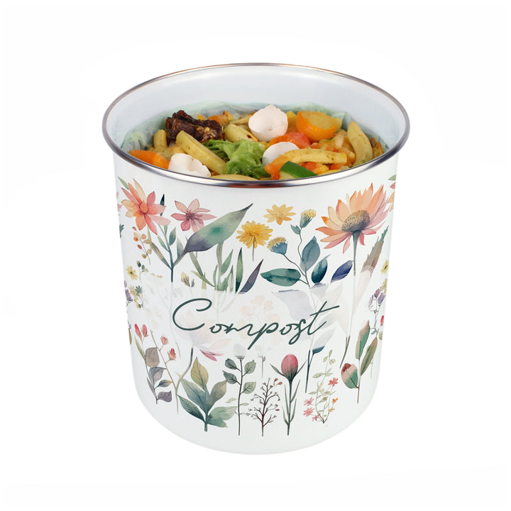Purely Home Pastel Flowers Toller Compost Caddy