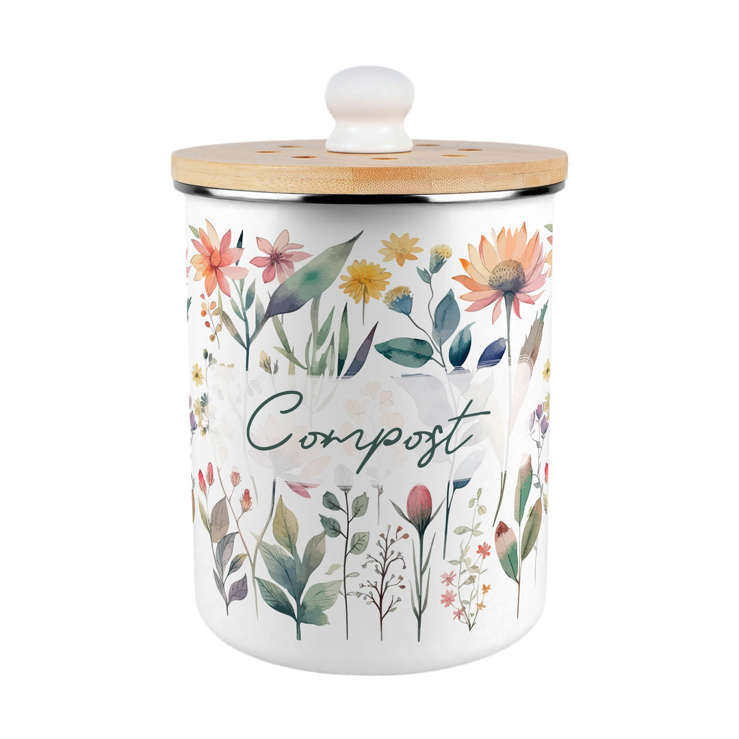 Purely Home Pastel Flowers Toller Compost Caddy
