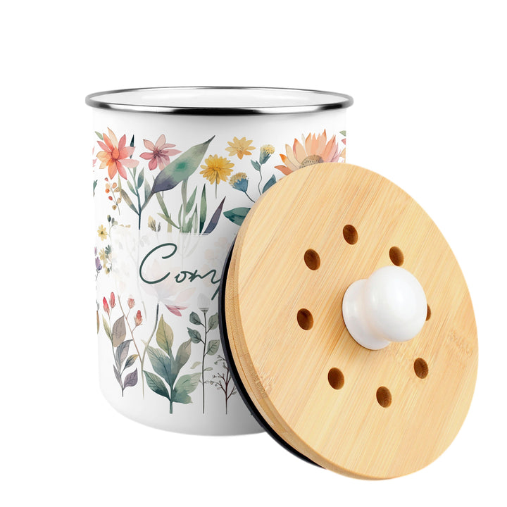 Purely Home Pastel Flowers Toller Compost Caddy