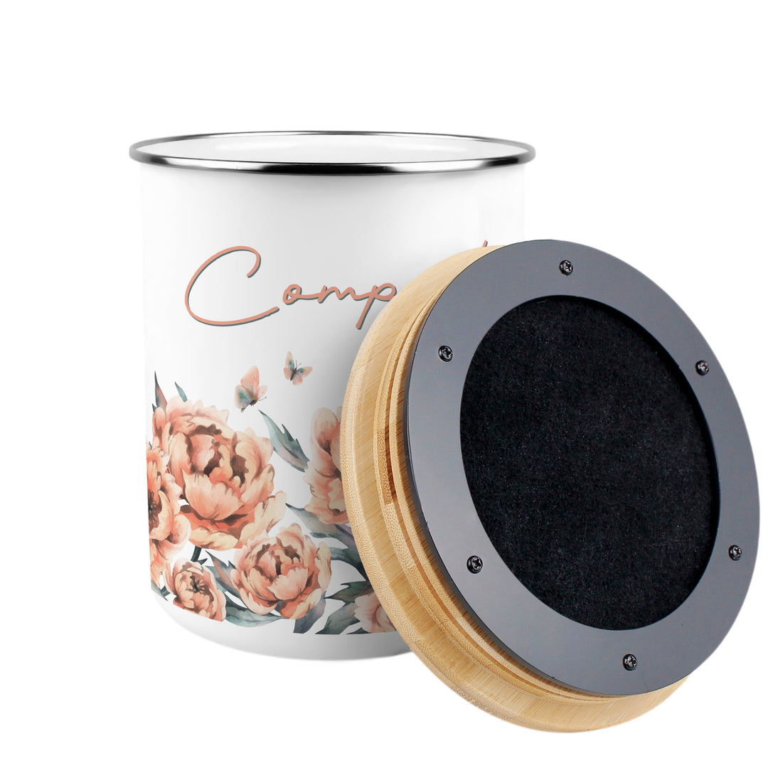 Purely Home Peach Peonies Toller Compost Caddy