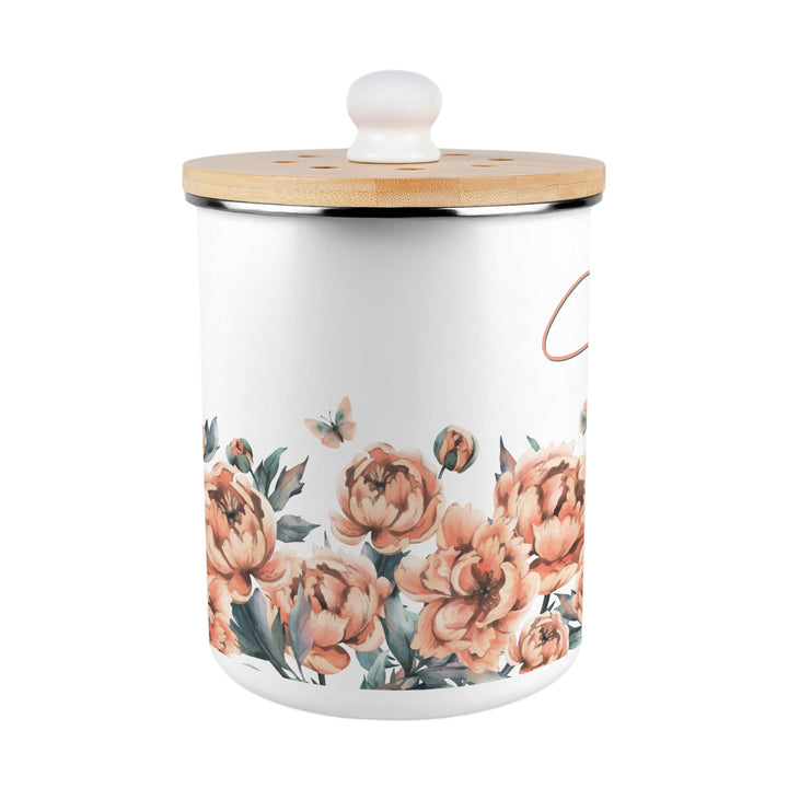 Purely Home Peach Peonies Toller Compost Caddy