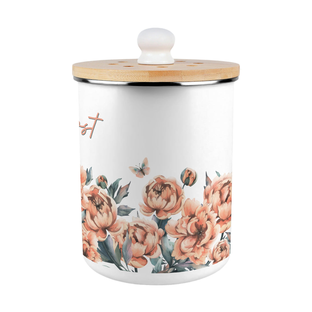 Purely Home Peach Peonies Toller Compost Caddy