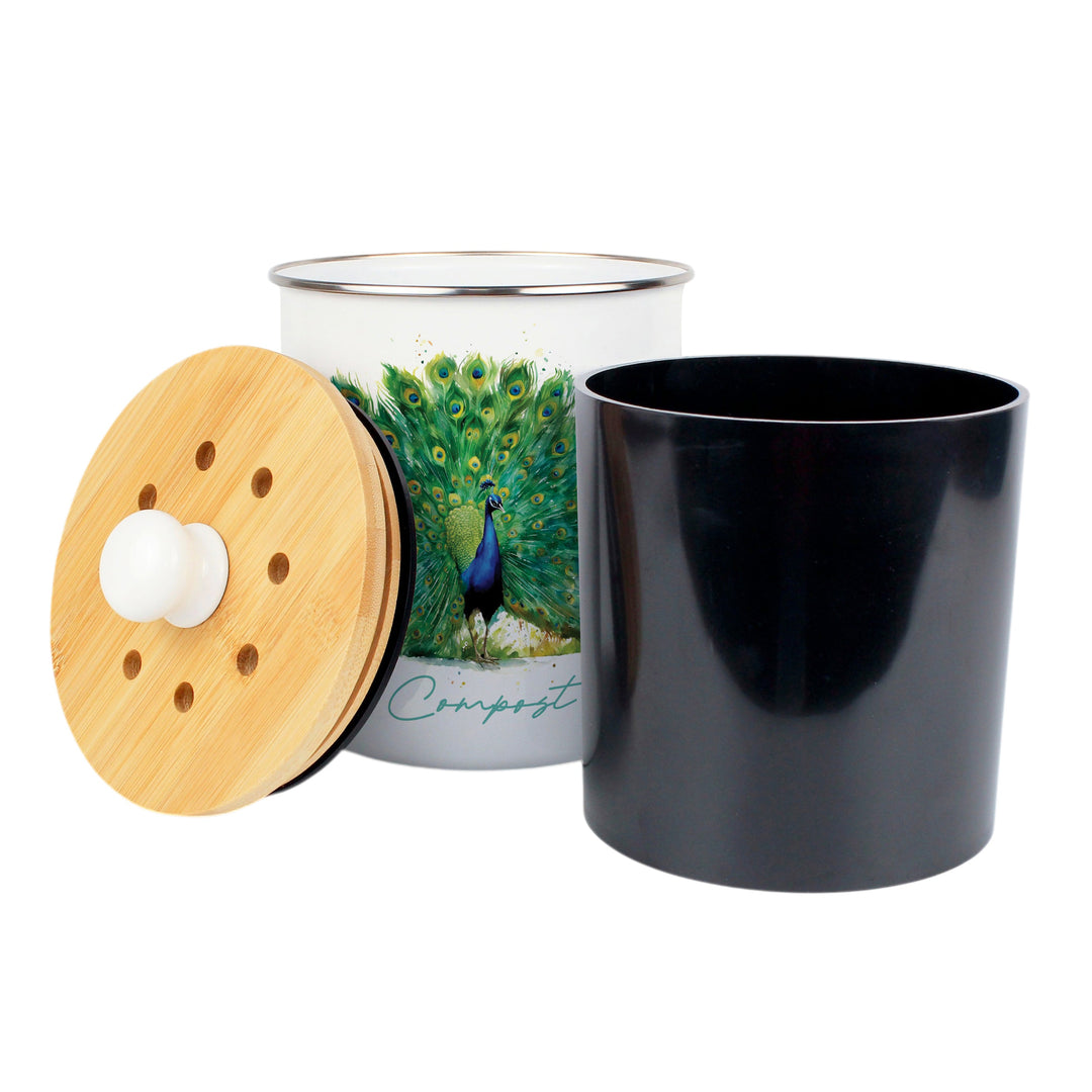 Purely Home Majestic Peacock Toller Compost Caddy