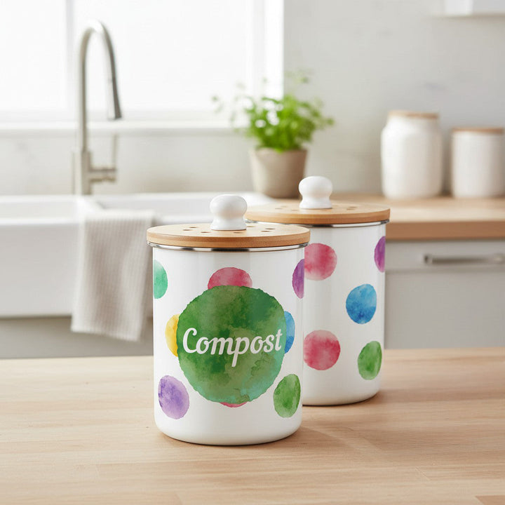 Purely Home Multicoloured Polka Dots Toller Compost Caddy