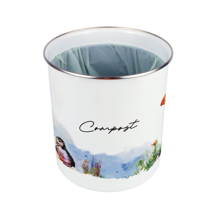 Purely Home Seaside Puffin Toller Compost Caddy