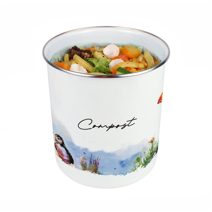 Purely Home Seaside Puffin Toller Compost Caddy