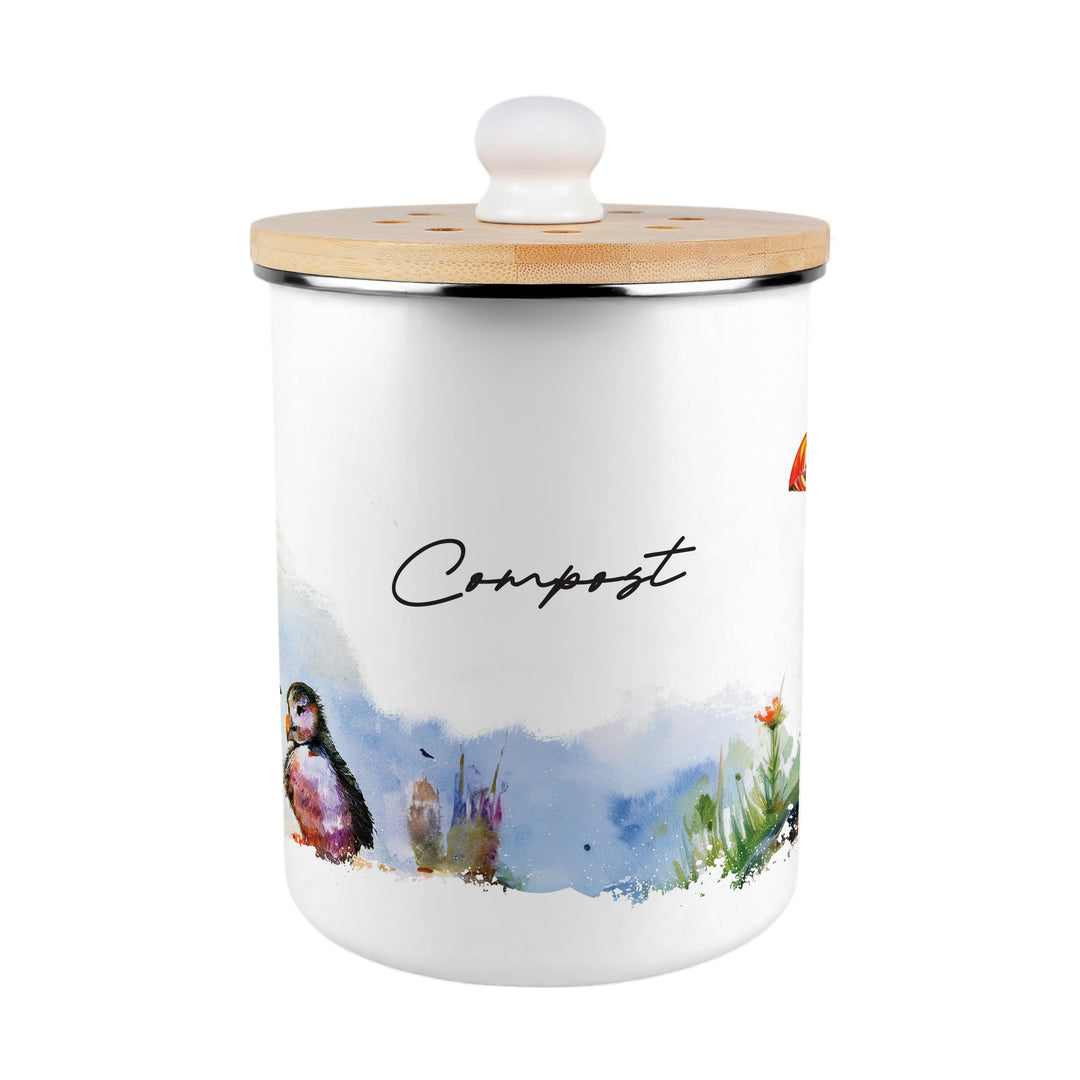 Purely Home Seaside Puffin Toller Compost Caddy
