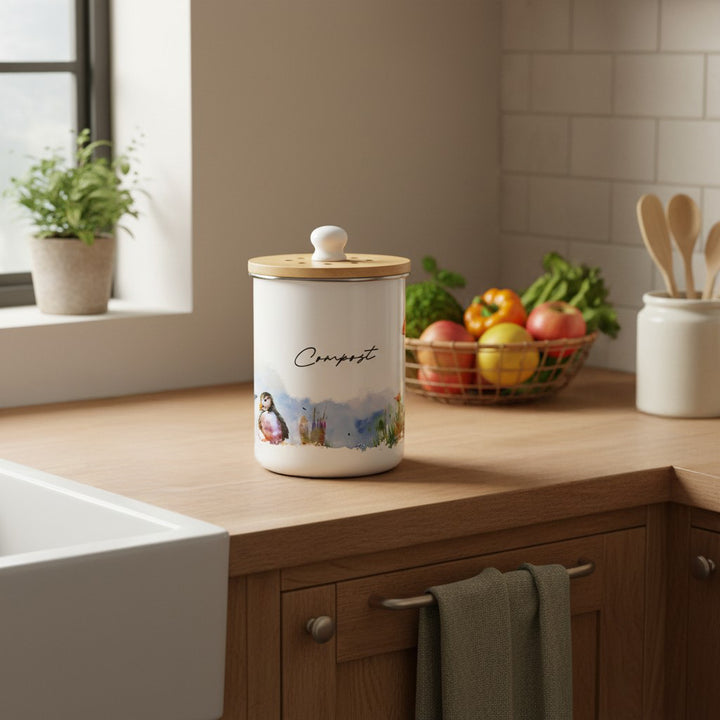 Purely Home Seaside Puffin Toller Compost Caddy