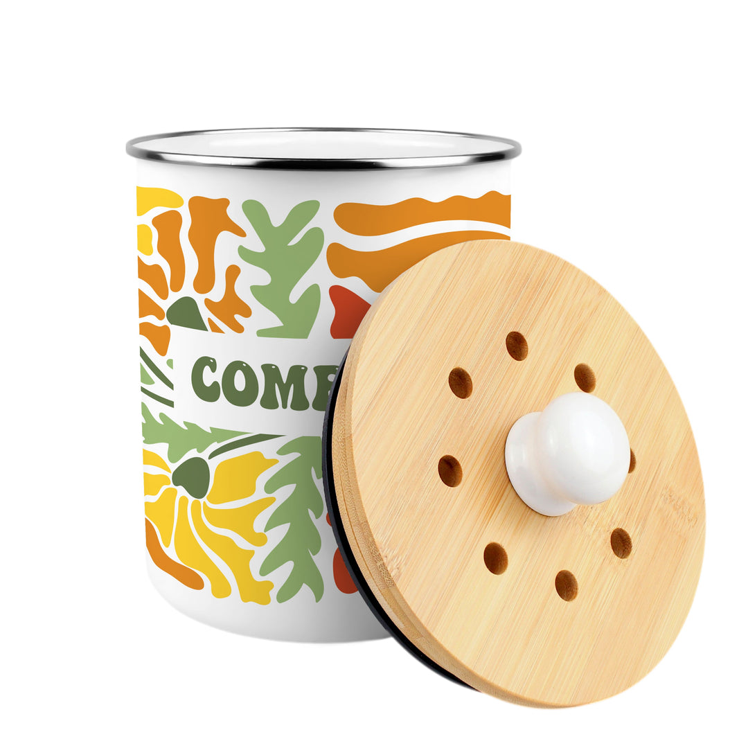 Purely Home Retro Flowers Toller Compost Caddy