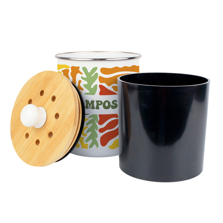 Purely Home Retro Flowers Toller Compost Caddy