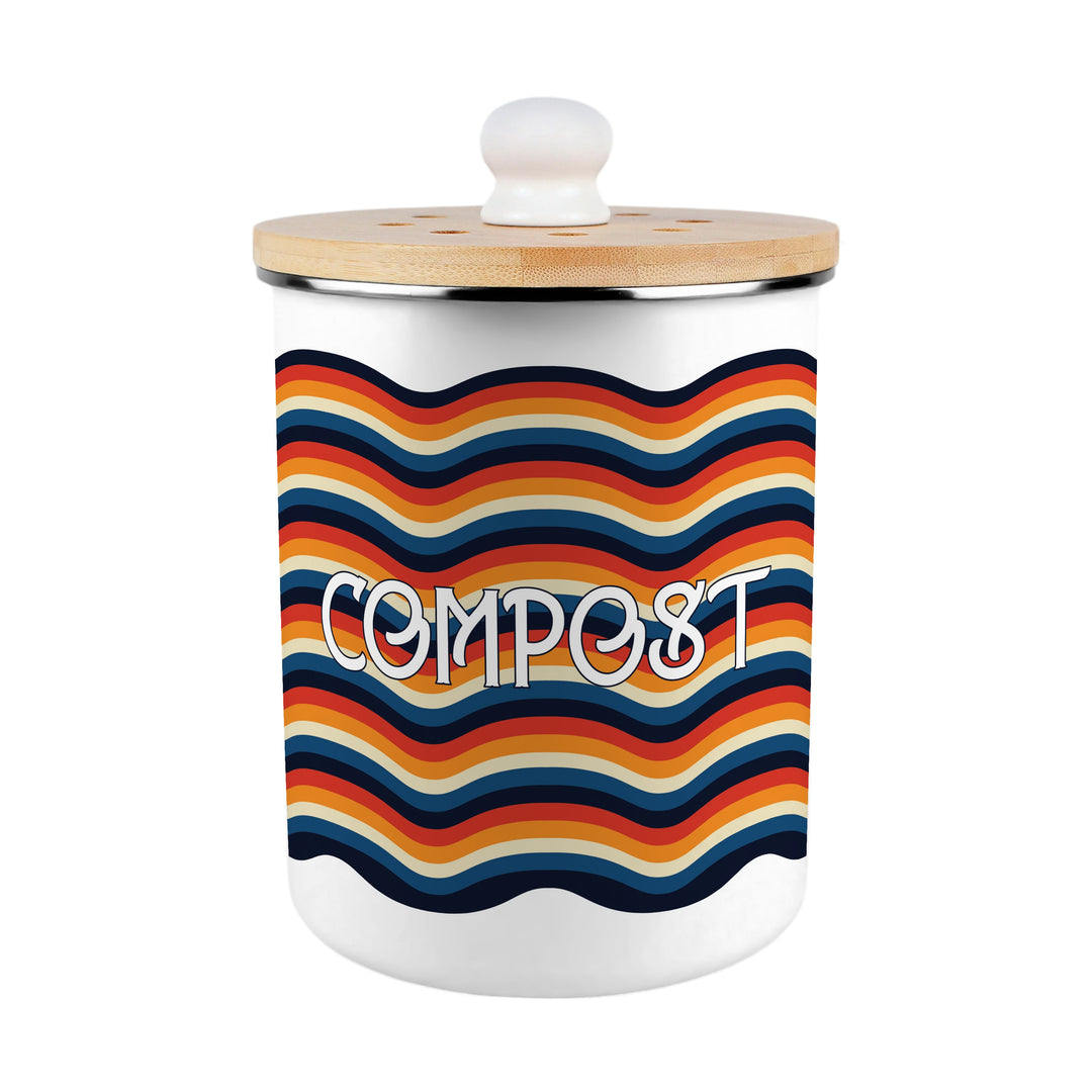 Purely Home Retro Waves Toller Compost Caddy