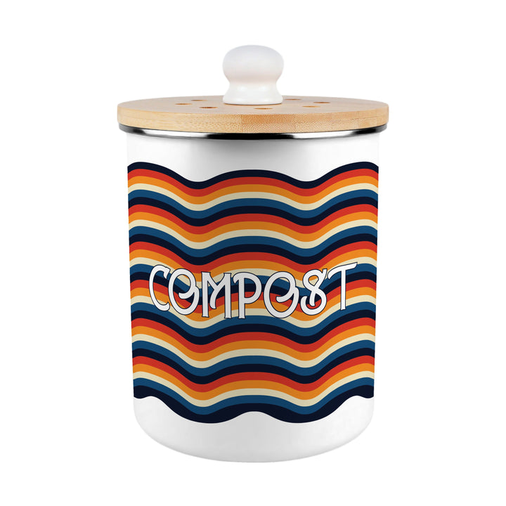 Purely Home Retro Waves Toller Compost Caddy