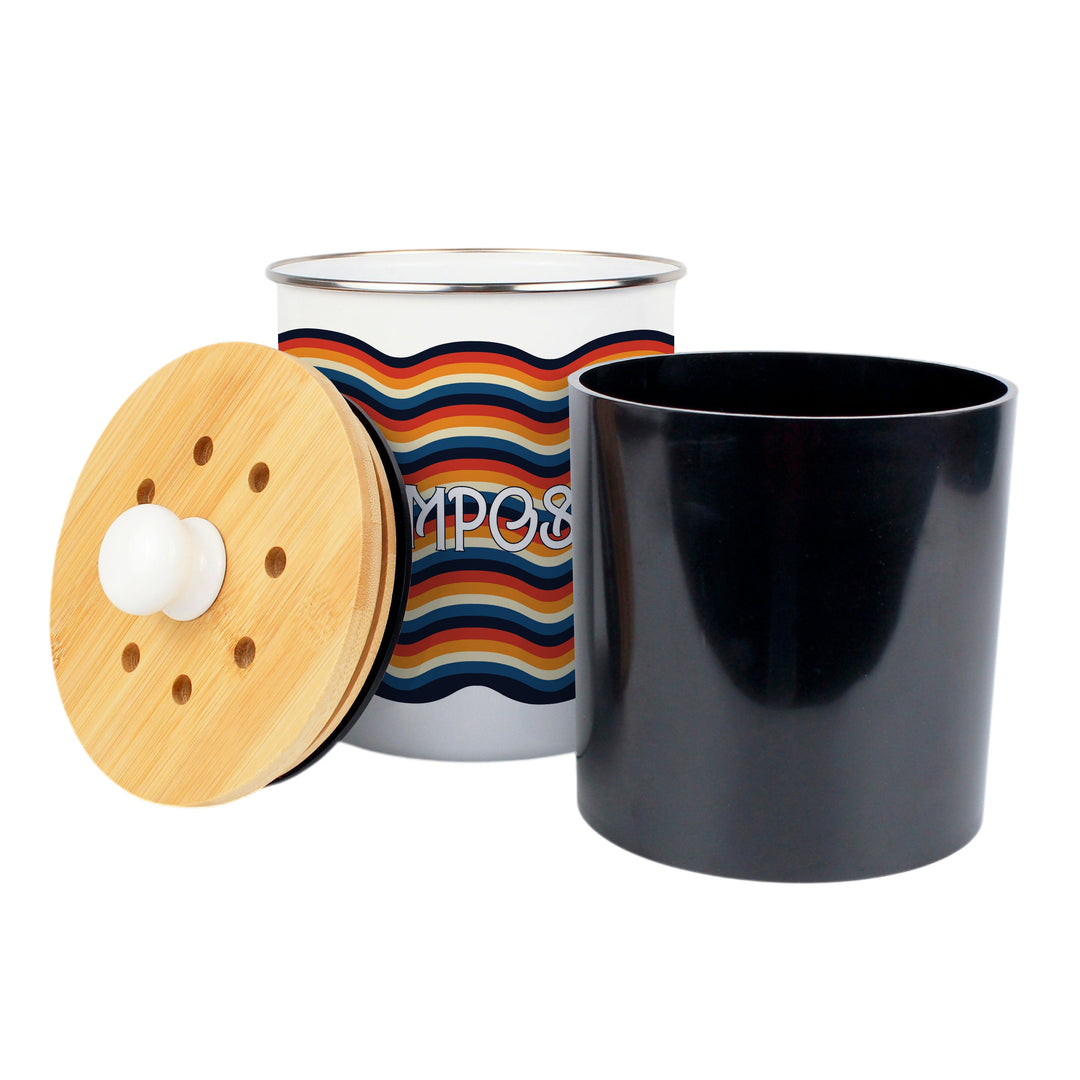 Purely Home Retro Waves Toller Compost Caddy