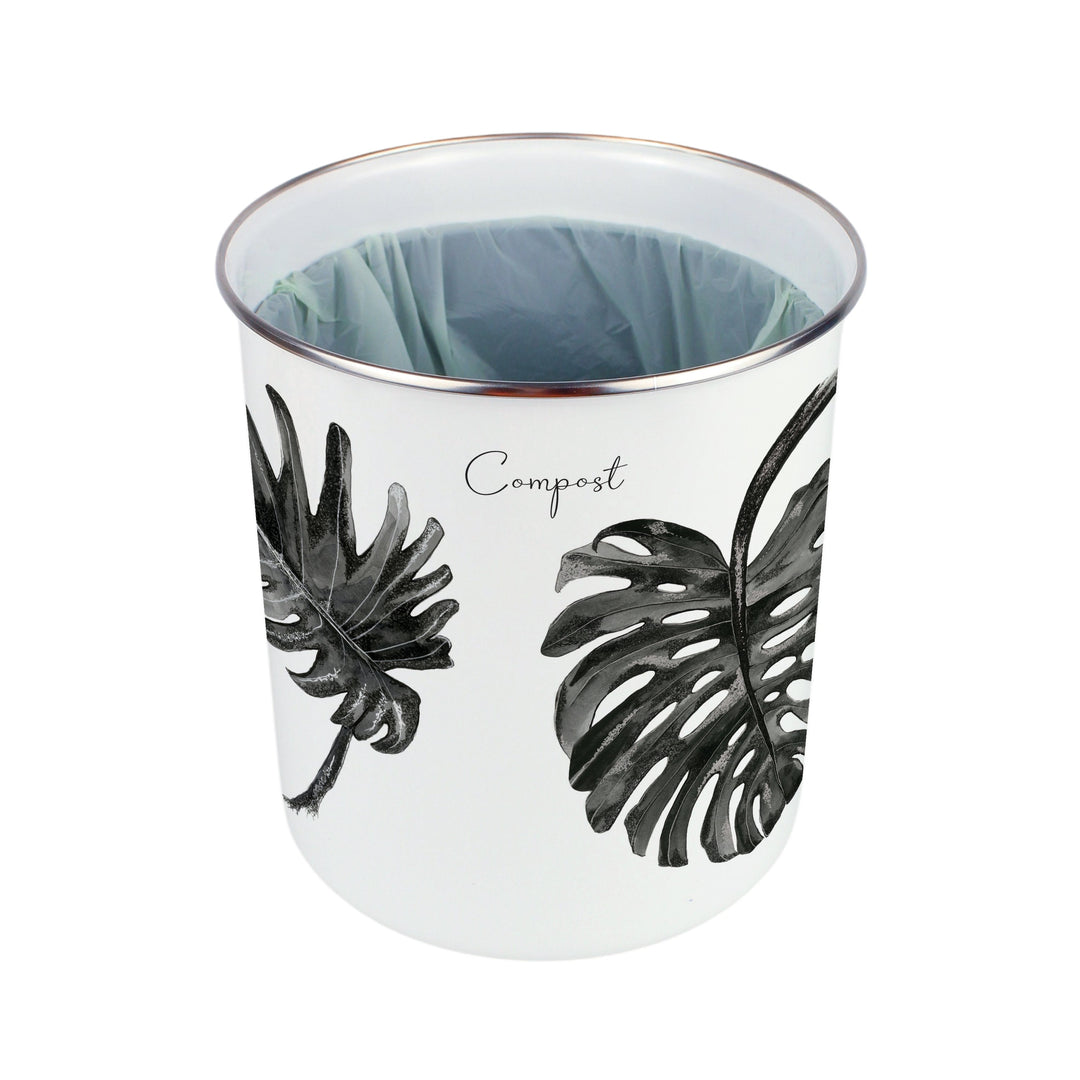 Purely Home Painted Leaves Toller Compost Caddy