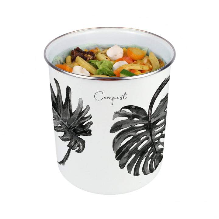 Purely Home Painted Leaves Toller Compost Caddy
