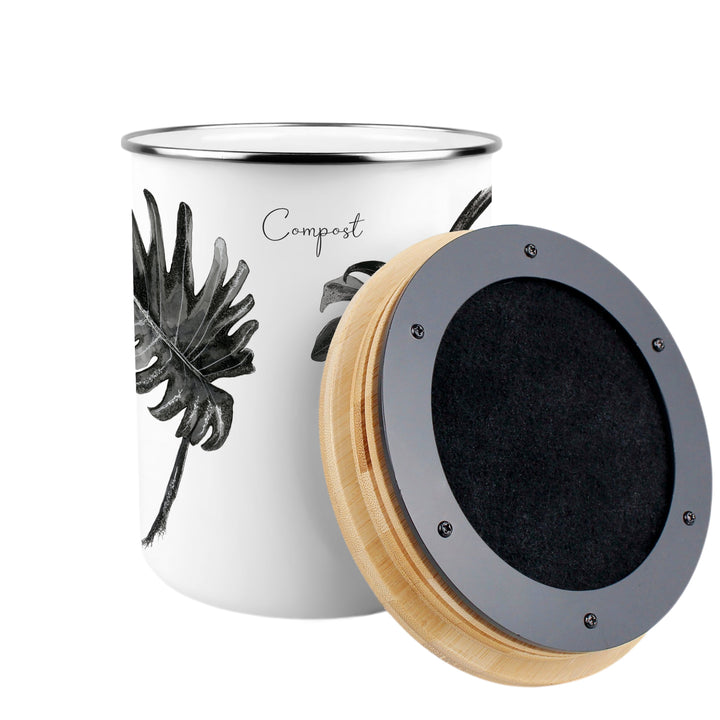 Purely Home Painted Leaves Toller Compost Caddy