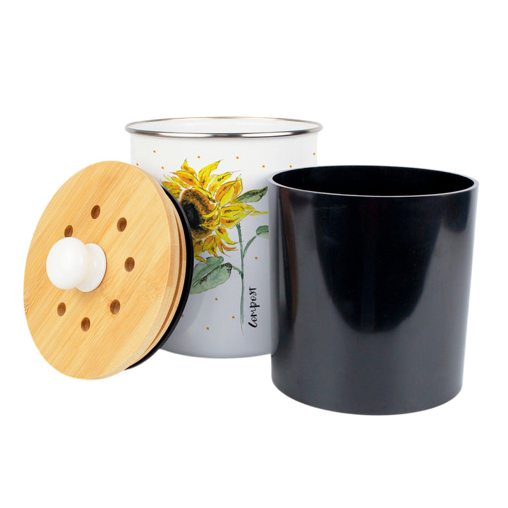 Purely Home Painted Sunflower Toller Compost Caddy