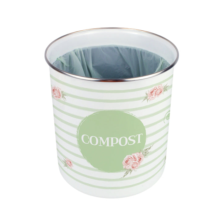 Purely Home Roses, Swirls & Stripes Toller Compost Caddy