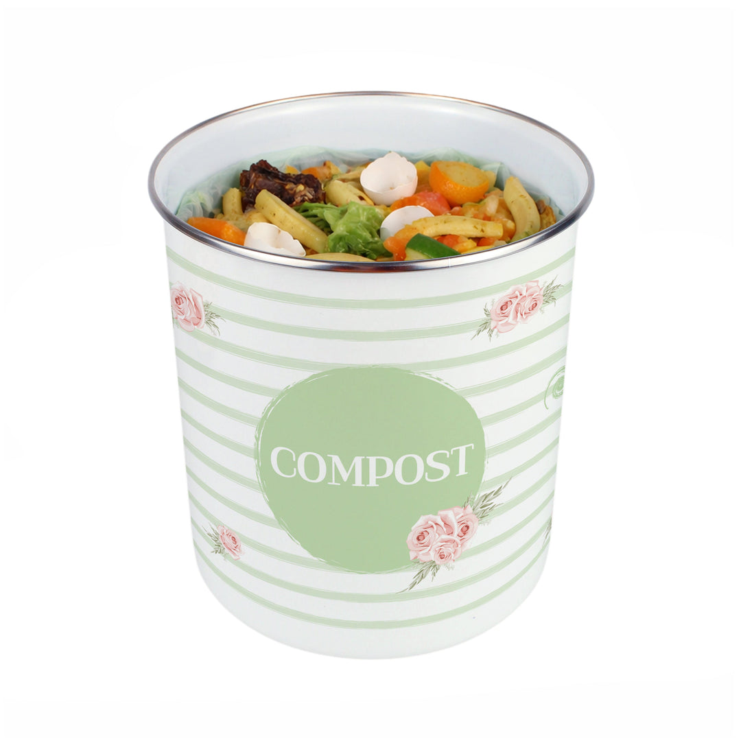 Purely Home Roses, Swirls & Stripes Toller Compost Caddy