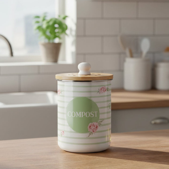 Purely Home Roses, Swirls & Stripes Toller Compost Caddy
