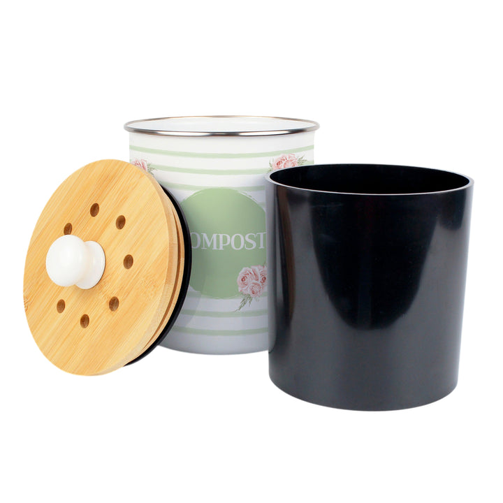 Purely Home Roses, Swirls & Stripes Toller Compost Caddy