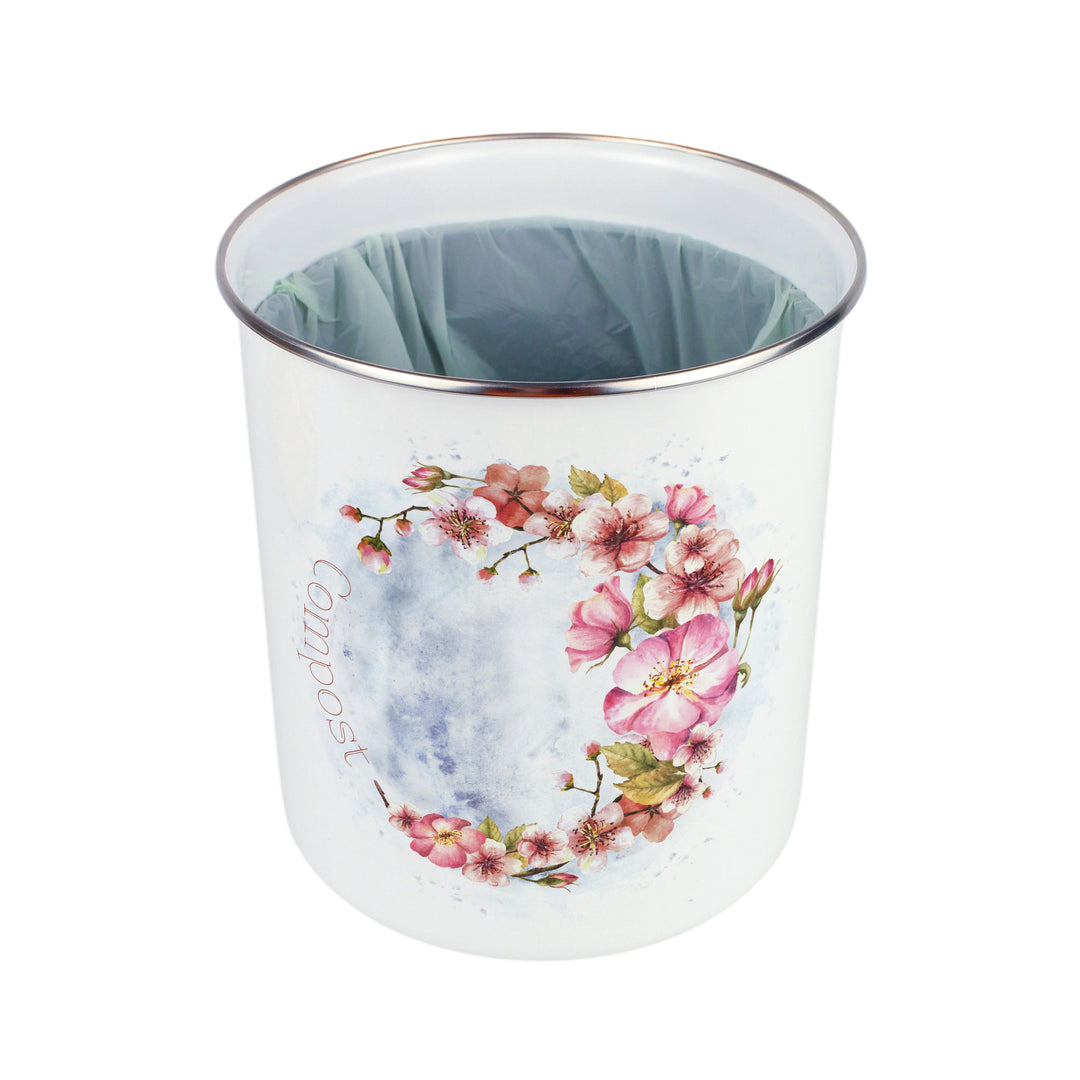 Purely Home Floral Blossoms Toller Compost Caddy
