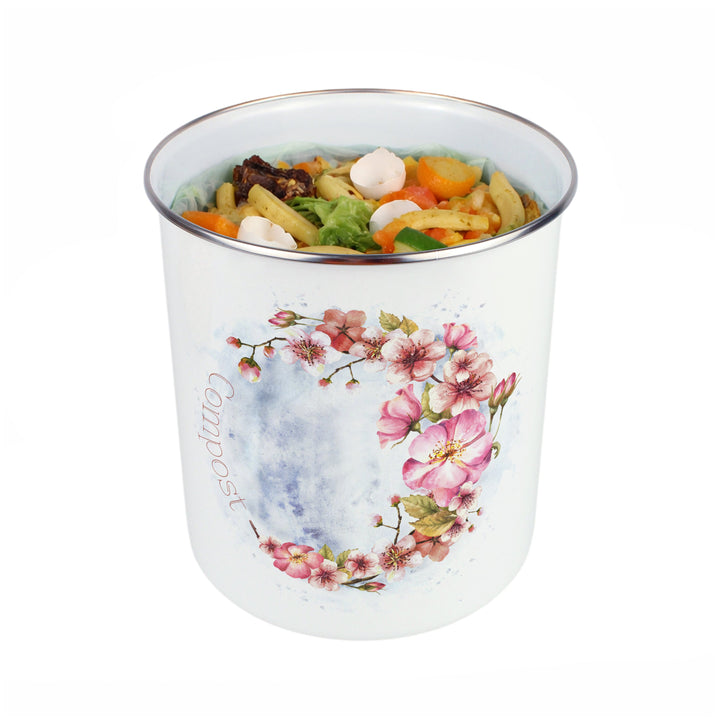 Purely Home Floral Blossoms Toller Compost Caddy