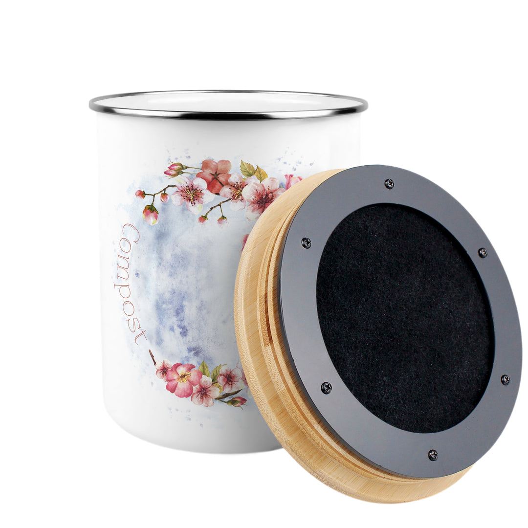 Purely Home Floral Blossoms Toller Compost Caddy