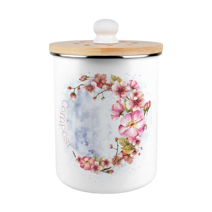 Purely Home Floral Blossoms Toller Compost Caddy