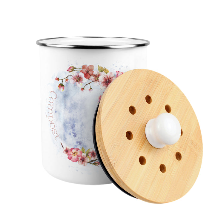 Purely Home Floral Blossoms Toller Compost Caddy