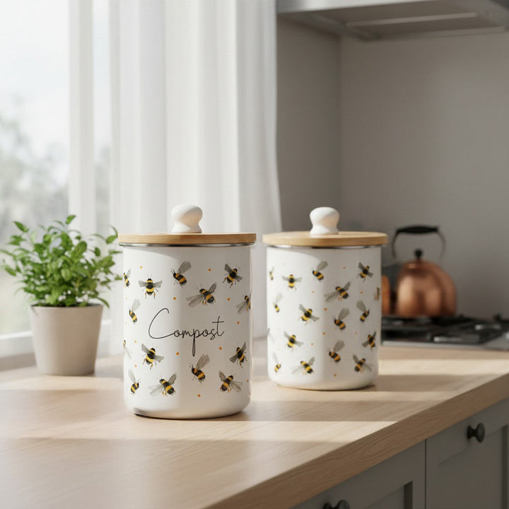 Purely Home Scattered Bees Toller Compost Caddy