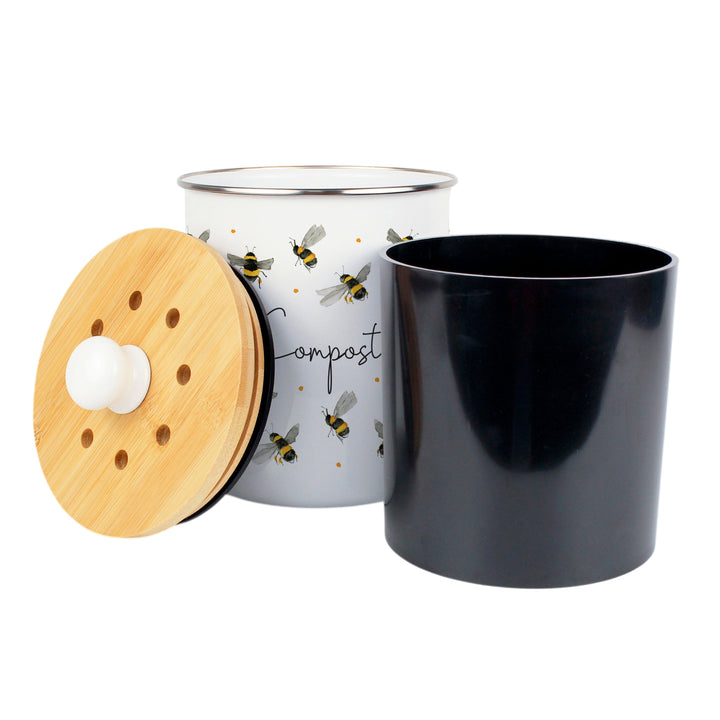 Purely Home Scattered Bees Toller Compost Caddy