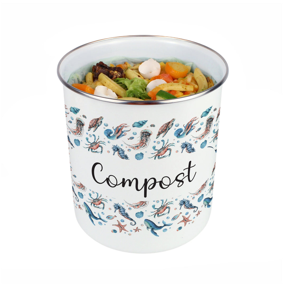 Purely Home Sea Art Toller Compost Caddy