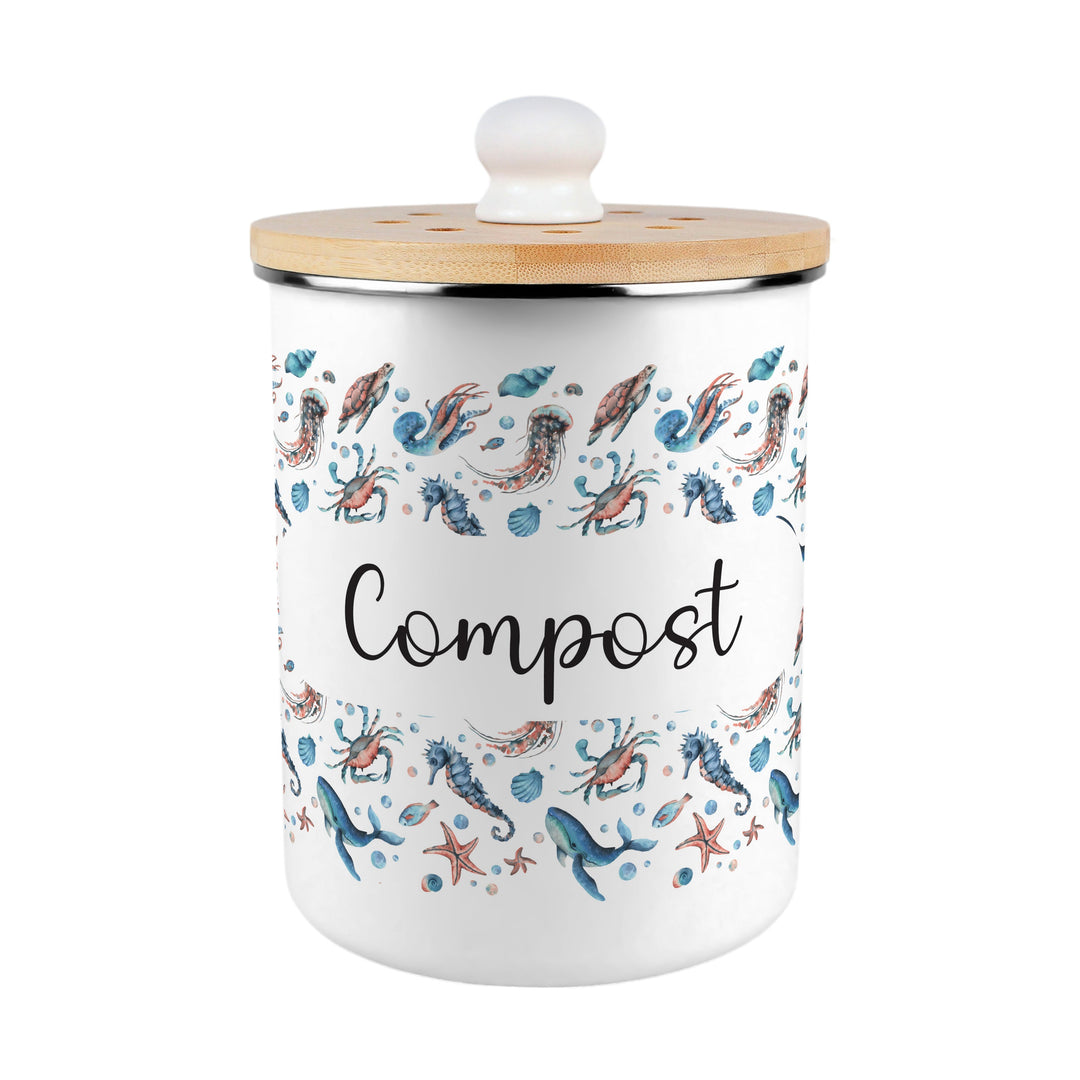 Purely Home Sea Art Toller Compost Caddy
