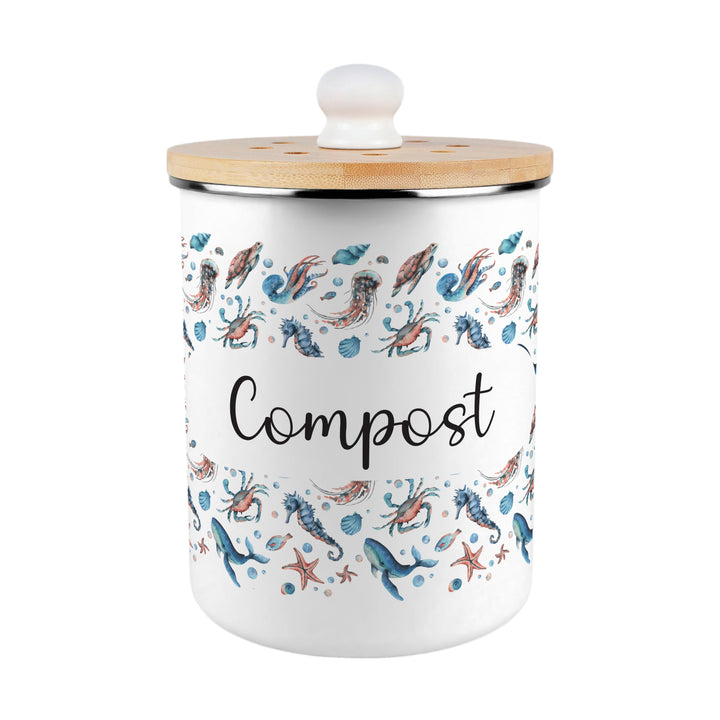 Purely Home Sea Art Toller Compost Caddy