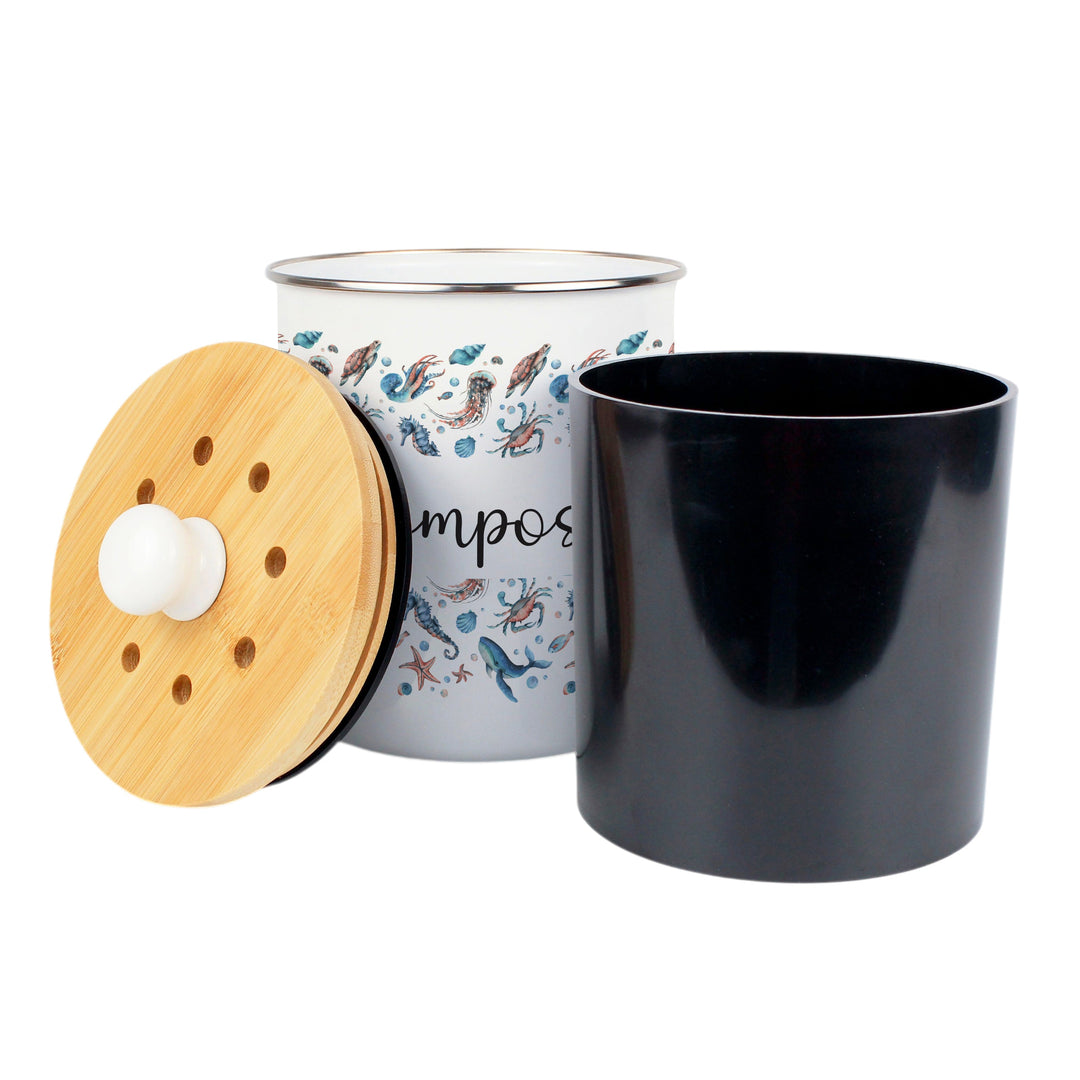 Purely Home Sea Art Toller Compost Caddy