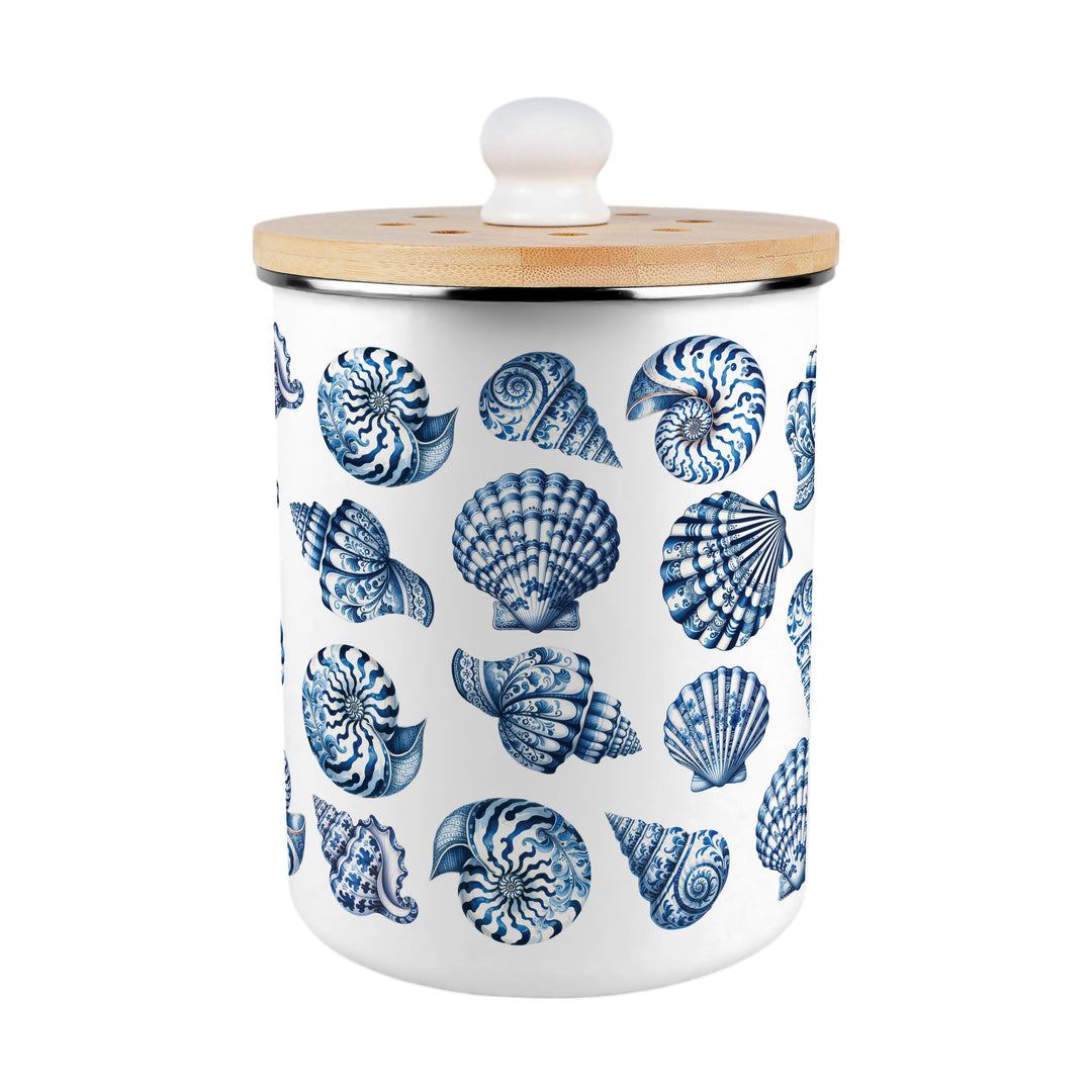 Purely Home Blue Seashells Toller Compost Caddy